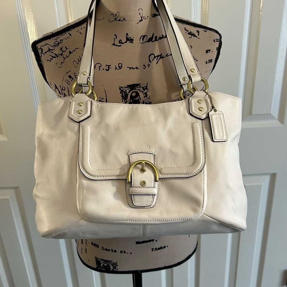 Coach Campbell Belle White Leather purse.